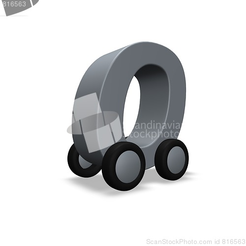 Image of letter o on wheels