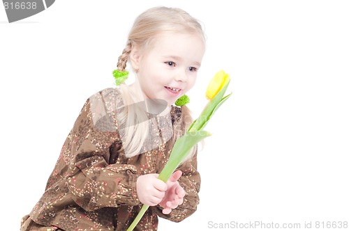 Image of Little girl with flowers