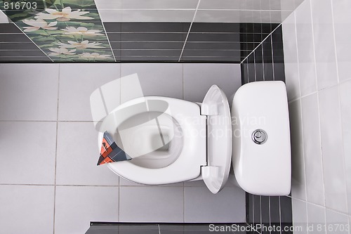 Image of Toilet bowl directly above
