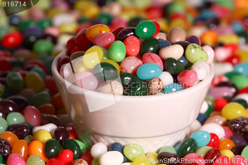 Image of Multi-colored Mini Jelly Beans in a Bowl
