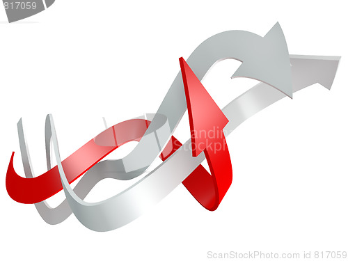 Image of conceptual 3d rendered image of arrow isolated