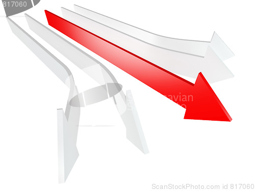 Image of conceptual 3d rendered image of arrow isolated