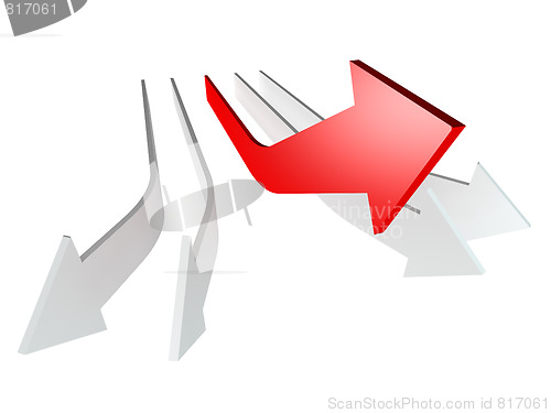 Image of conceptual 3d rendered image of arrow isolated