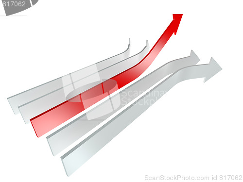 Image of conceptual 3d rendered image of arrow isolated