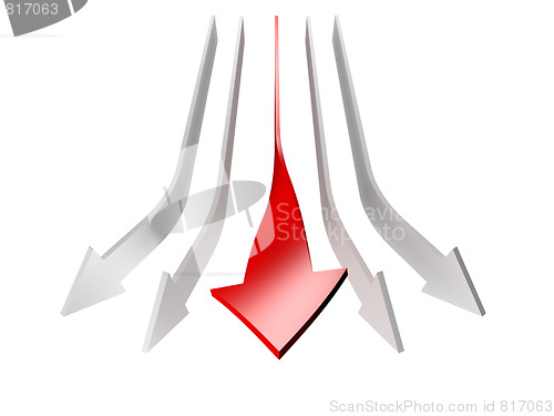 Image of conceptual 3d rendered image of arrow isolated