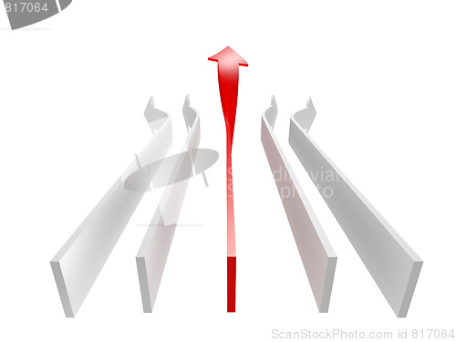 Image of conceptual 3d rendered image of arrow isolated