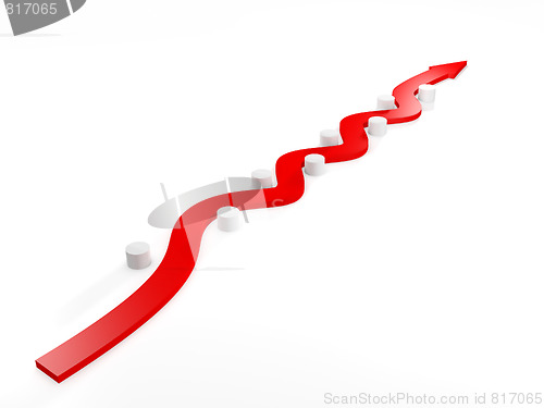 Image of conceptual 3d rendered image of arrow isolated