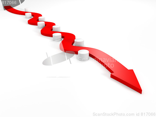 Image of conceptual 3d rendered image of arrow isolated