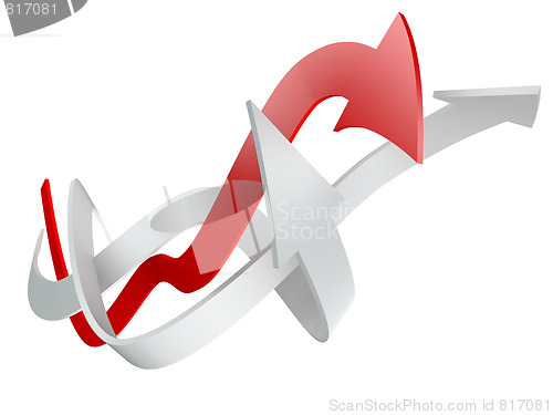 Image of conceptual 3d rendered image of arrow isolated