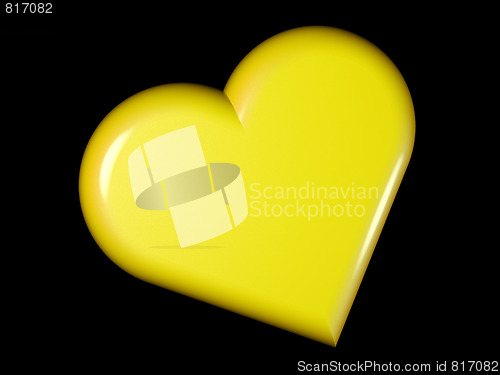 Image of 3d rendered stylized image of yellow pearl heart isolated on bla