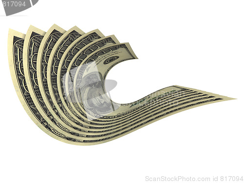 Image of Dynamic composition of several dollars banknotes isolated