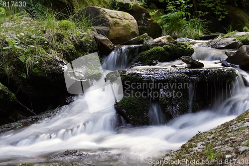 Image of   waterfall on mountains river