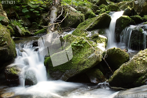 Image of   waterfall on mountains river