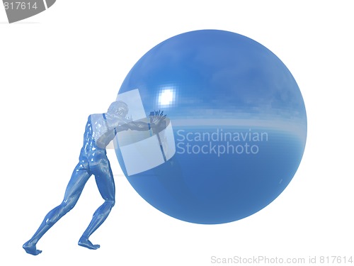 Image of man rolls ball