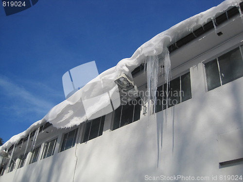 Image of Ice hanging from roof