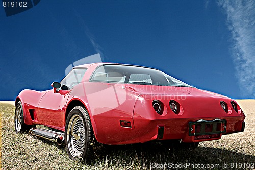 Image of american sport car 70's, special effect
