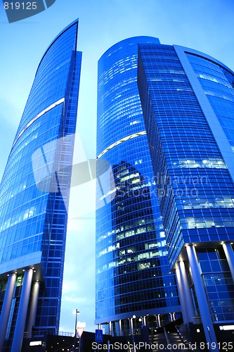 Image of skyscrapers at evening