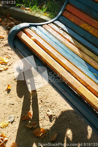 Image of old varicoloured bench