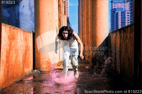 Image of man runs on the water