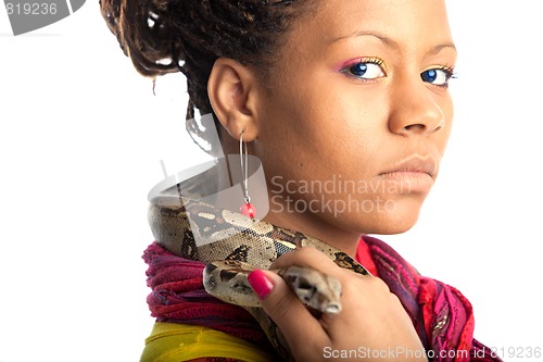 Image of young woman with python