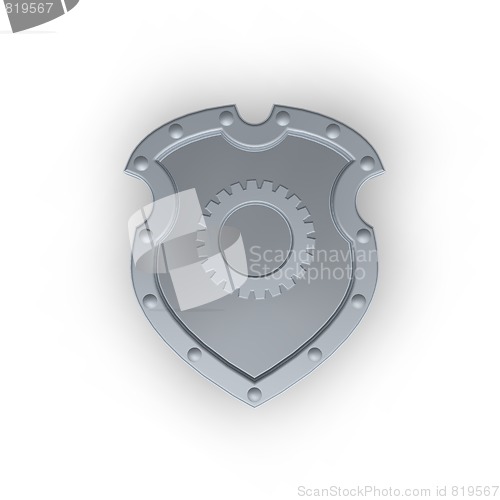 Image of shield with gear wheel