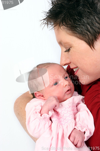 Image of Baby being watch by loving mother
