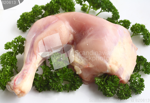 Image of Skinless chicken leg with parsley