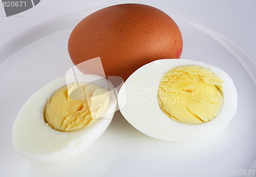 Image of Sliced boiled egg on a plate