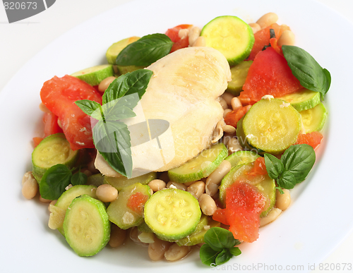 Image of Italian chicken with zucchini, beans and tomato