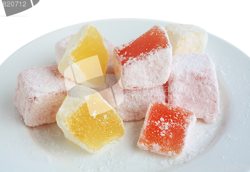 Image of Turkish delight on a white plate
