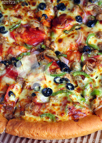 Image of Pizza close-up, vertical