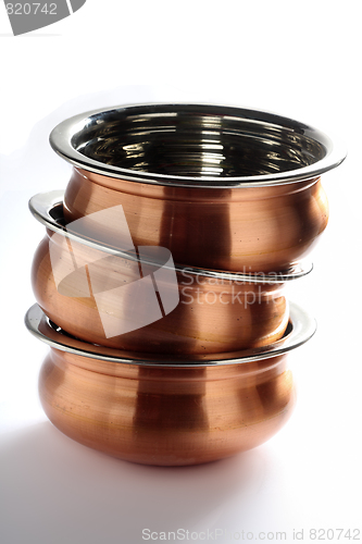 Image of Indian copper-plated bowls with shadow