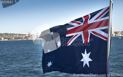 Image of Australian Flag in Sydney Bay