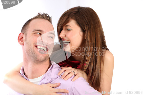 Image of In love, young couple laughing together