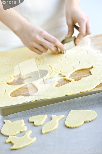 Image of Cutting cookies from dough