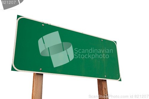 Image of Blank Green Road Sign on White