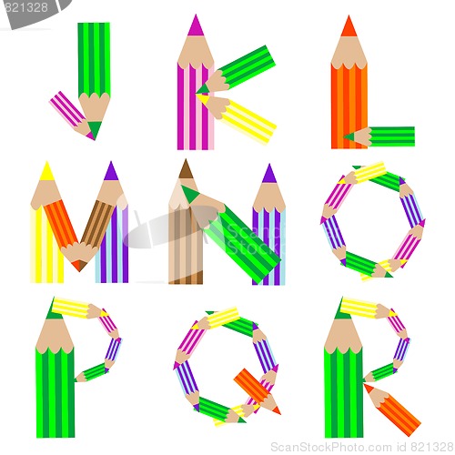 Image of pencils alphabet J-R