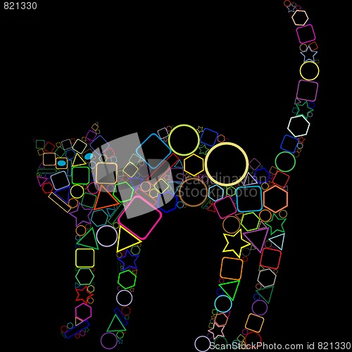 Image of geometric cat isolated on black background