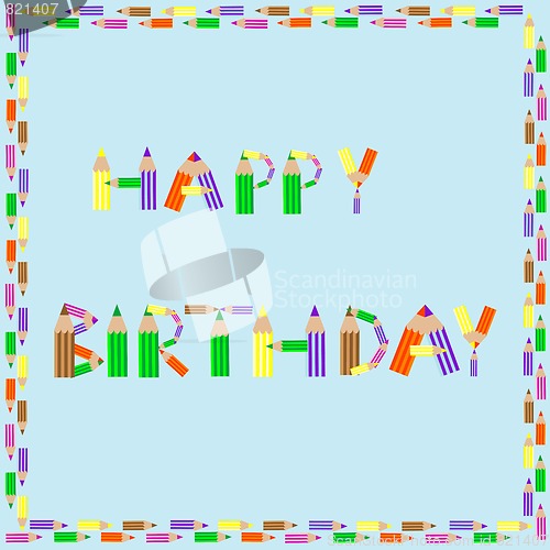 Image of happy birthday pencils alphabet