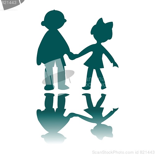 Image of boy and girl blue silhouettes