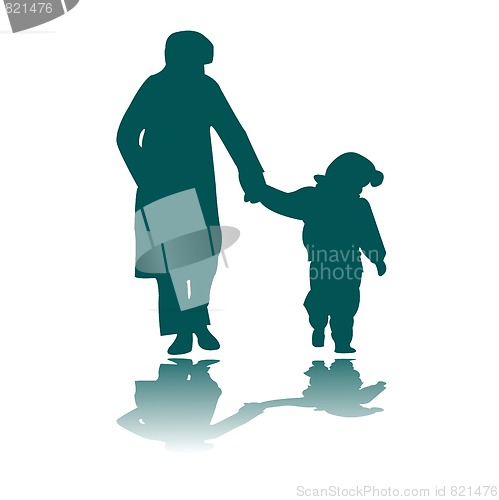 Image of woman and child silhouettes