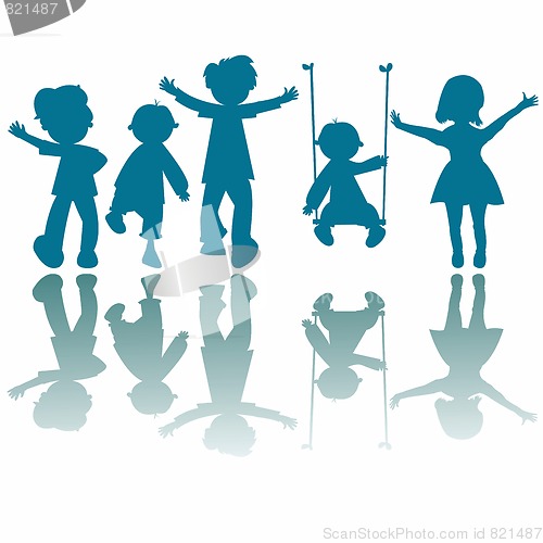 Image of happy little kids silhouettes