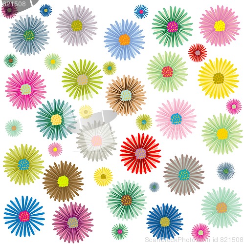 Image of colored flowers pattern isolated on white background