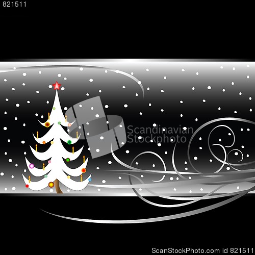 Image of black and white christmas tree card