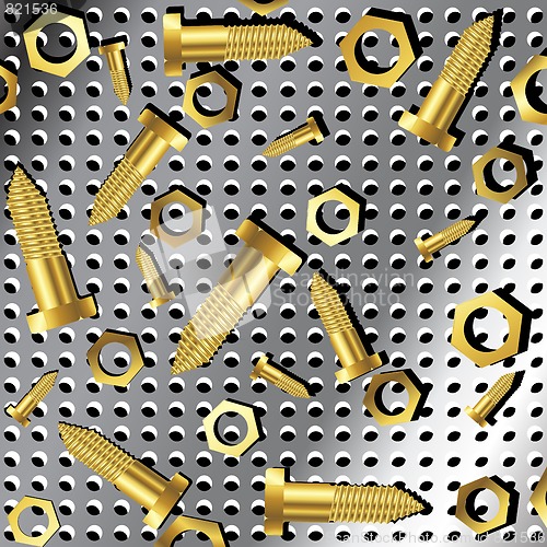 Image of screws and nuts over metallic texture 2