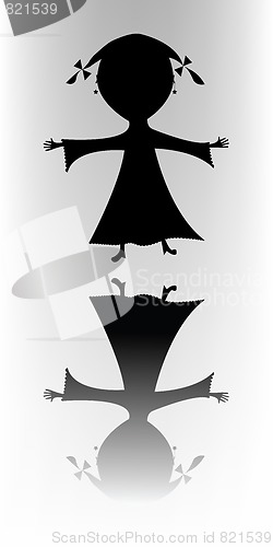 Image of happy little girl ( silhouette)