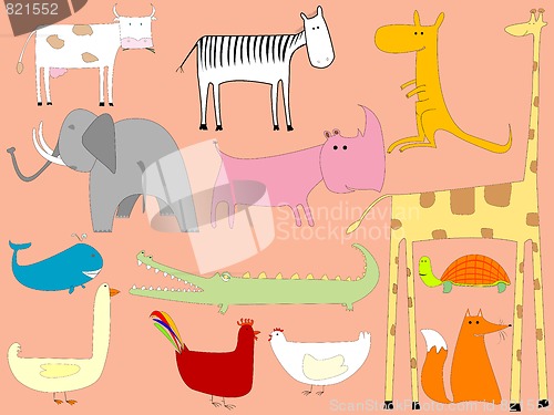 Image of cartoon drawing with animals - Jpeg