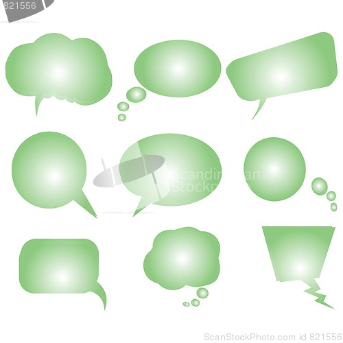 Image of collection of green stylized text bubbles