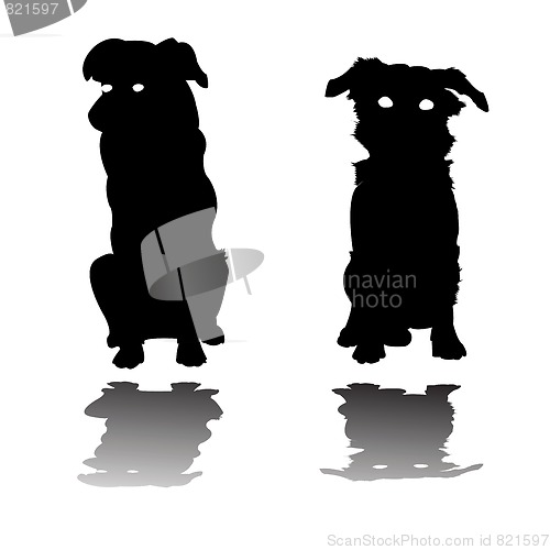 Image of two little dogs silhouettes