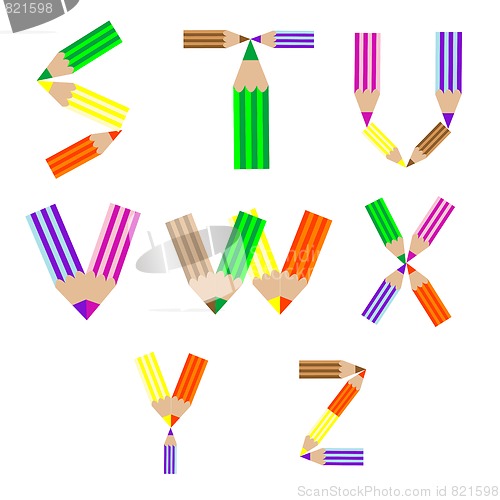 Image of pencils alphabet S-Z